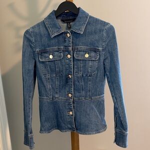 White House Black Market Women's Denim Jacket in Light Blue Wash